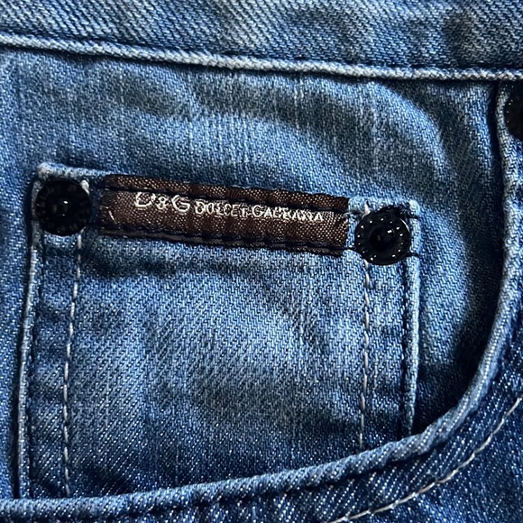 Dolce & gabbana jeans straight leg denim crystal accent buttons silver emblem - Picture 7 of 9